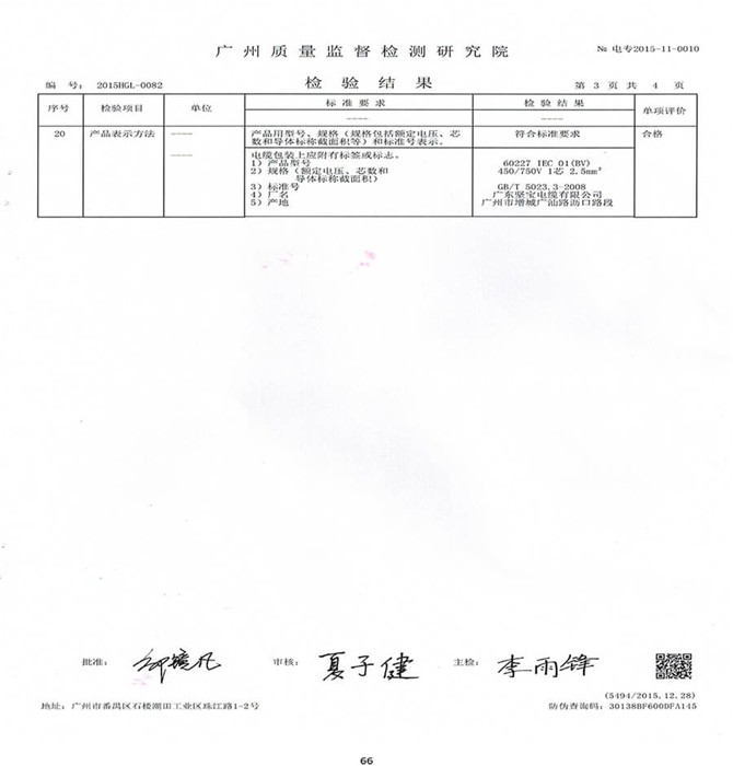 廣州質(zhì)量監督檢測研究院-檢驗結果